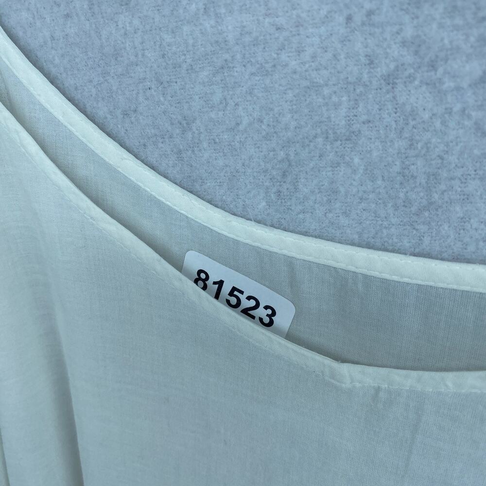 EILEEN FISHER Slip M Organic Cotton Voile Dress Scoop Neck Spaghetti Strap White - Picture 9 of 9
